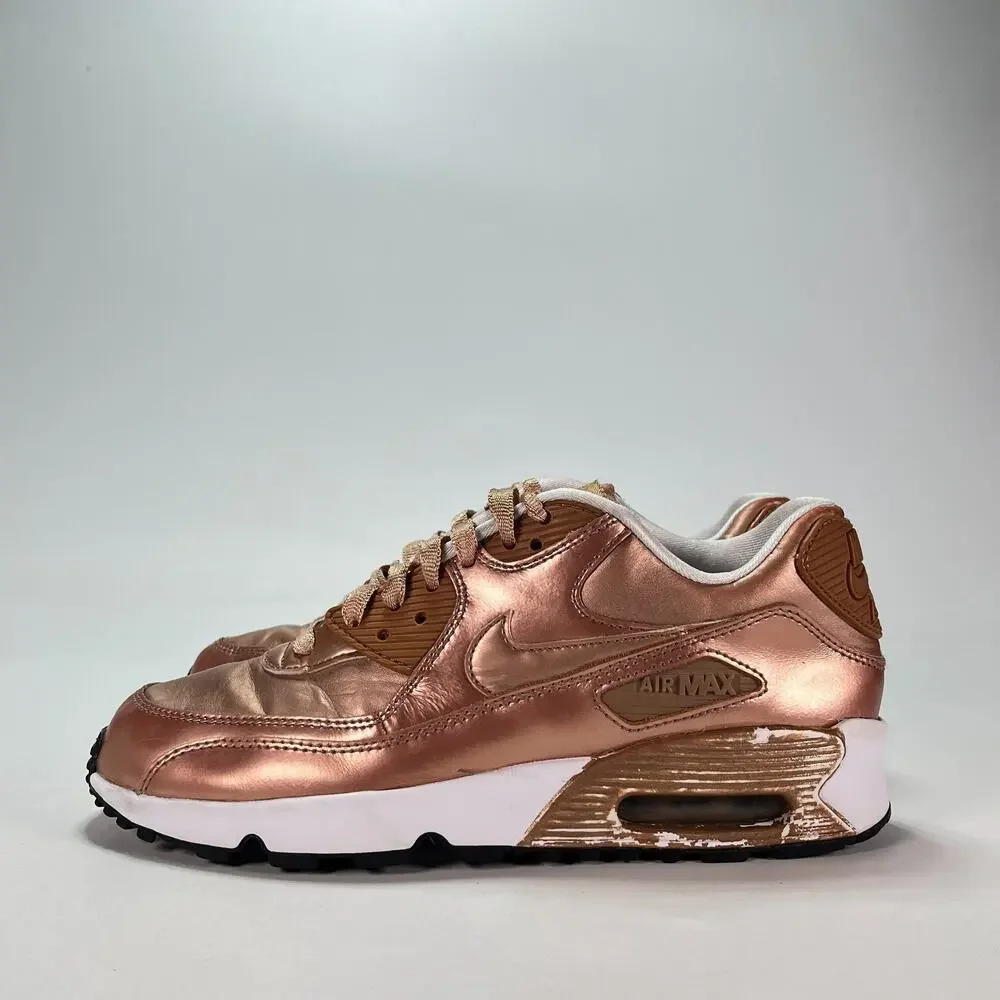 Nike Air Max 90 Metallic Rose Gold Lifestyle Sneakers 859633-900 Youth Size 7Y